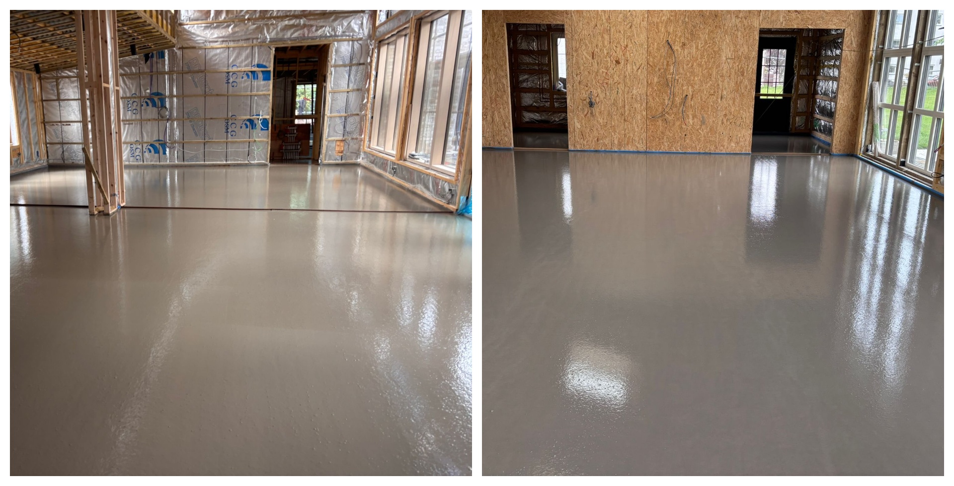 Featured collage of professionally installed eco-friendly screed solutions in residential properties across Scotland, highlighting low-carbon and sustainable flooring options.